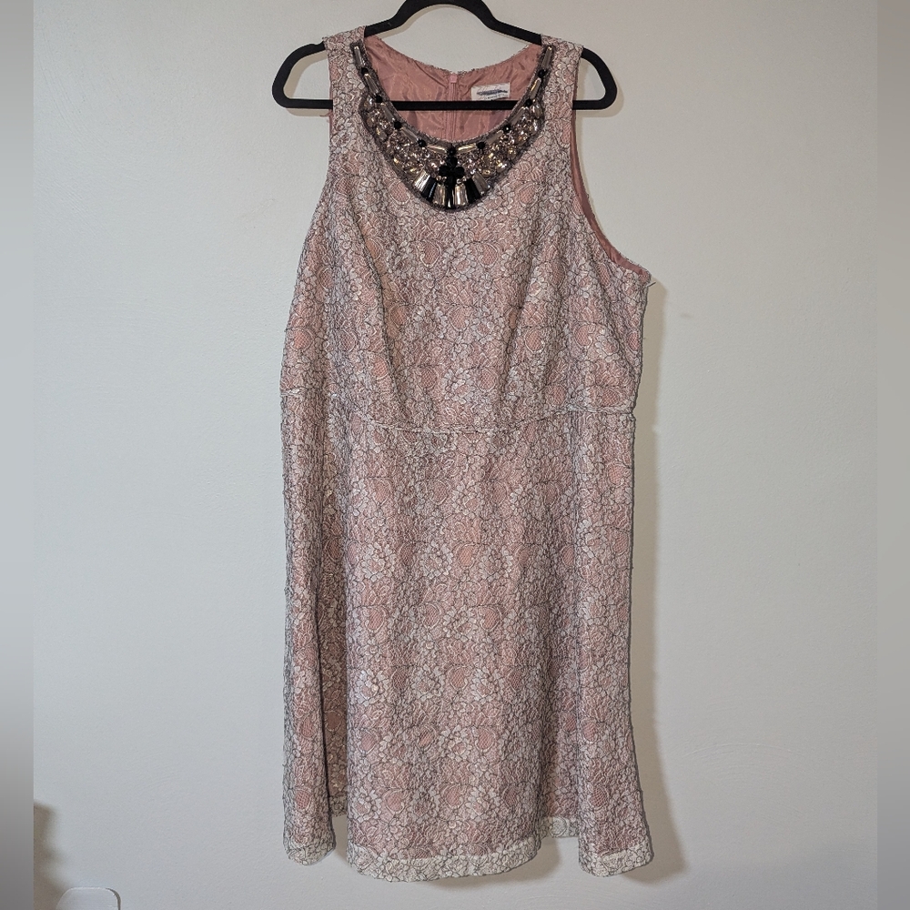 24W Lovely by Adrianna Papell Lace Embellished Dress